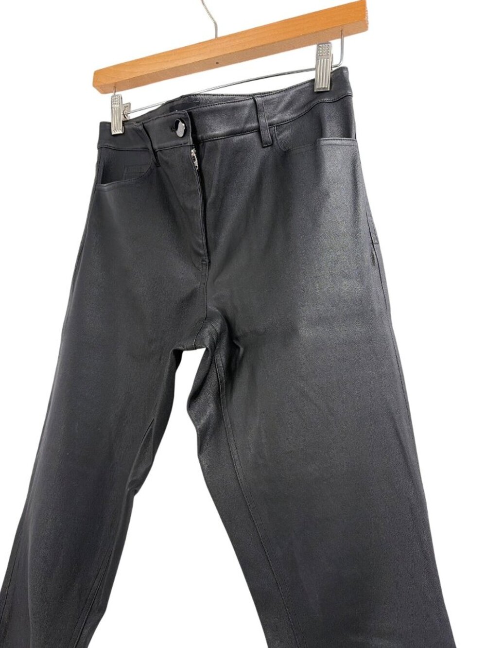 Theory Womens Size 6 Urban 5 Pocket Lamb Leather Pants Black Biker Baddie Glam - Picture 2 of 9